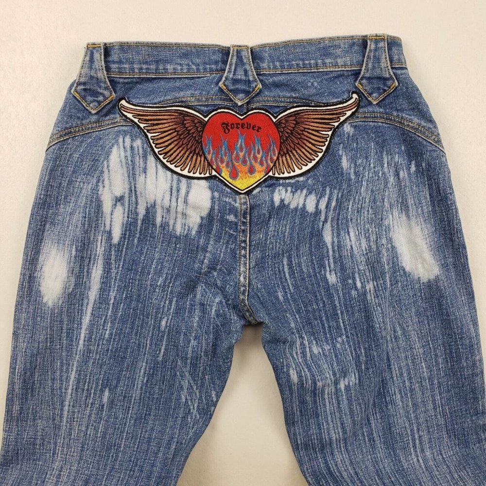 JNCO - Y2K RARE Flare Jeans California Road Angel Patch Embroidered - Picture 7 of 12
